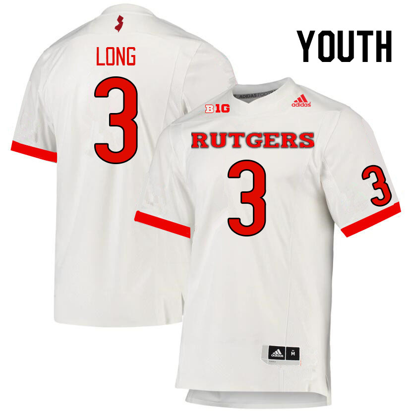 Youth #3 Chris Long Rutgers Scarlet Knights College Football Jerseys Stitched Sale-White
